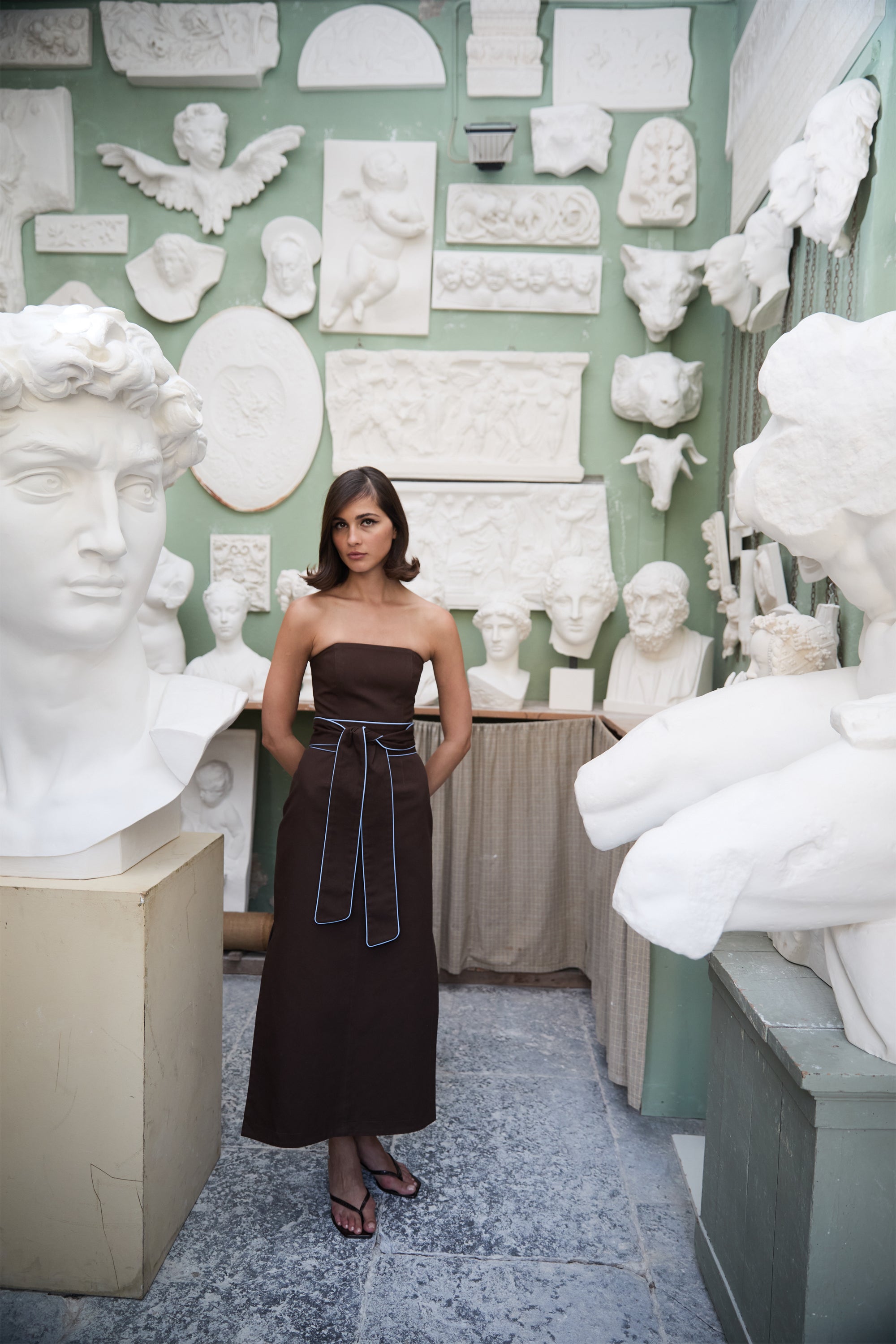 Cotton Twill Strapless Dress