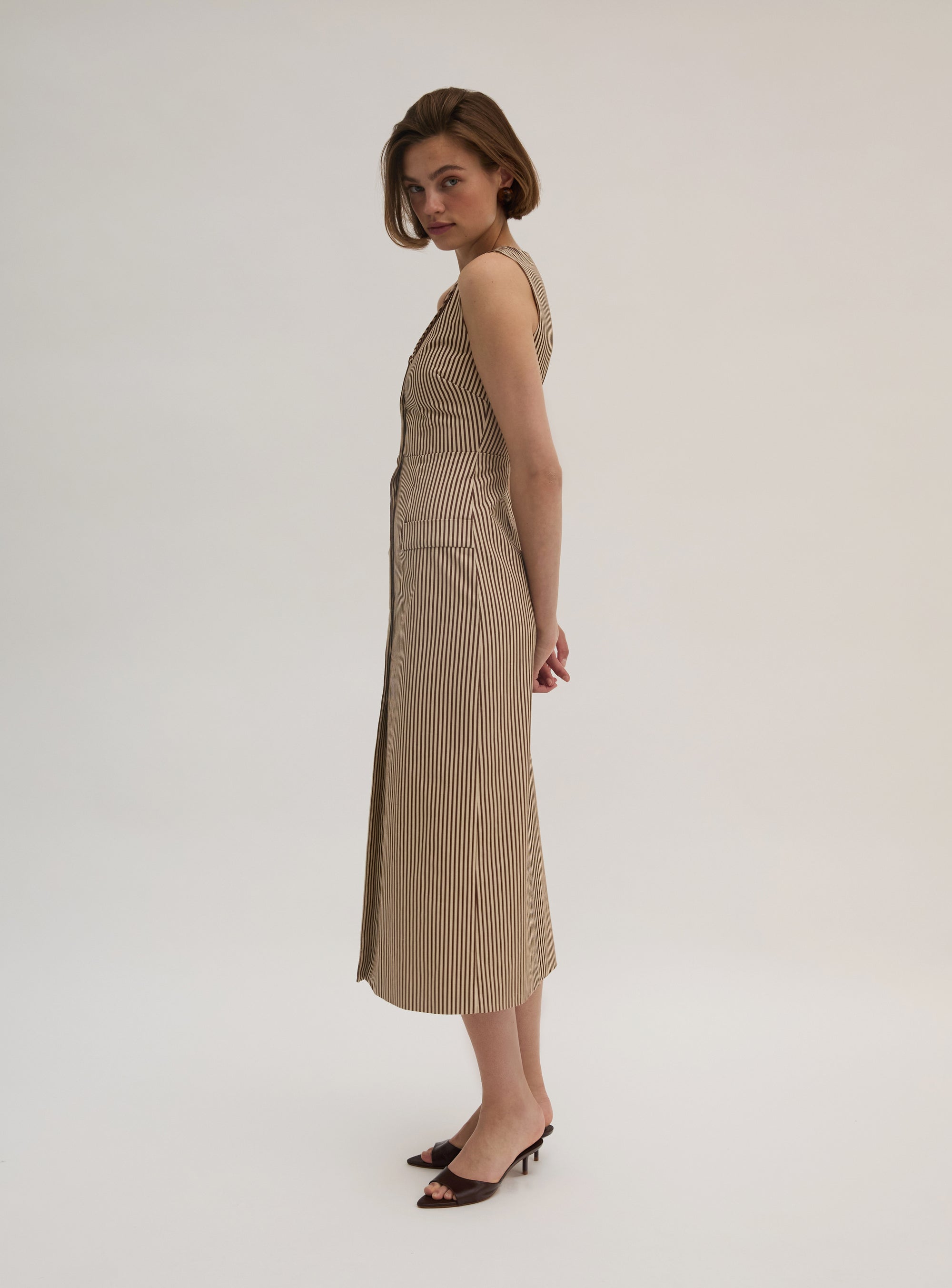 Stripe Twill Button Through Dress