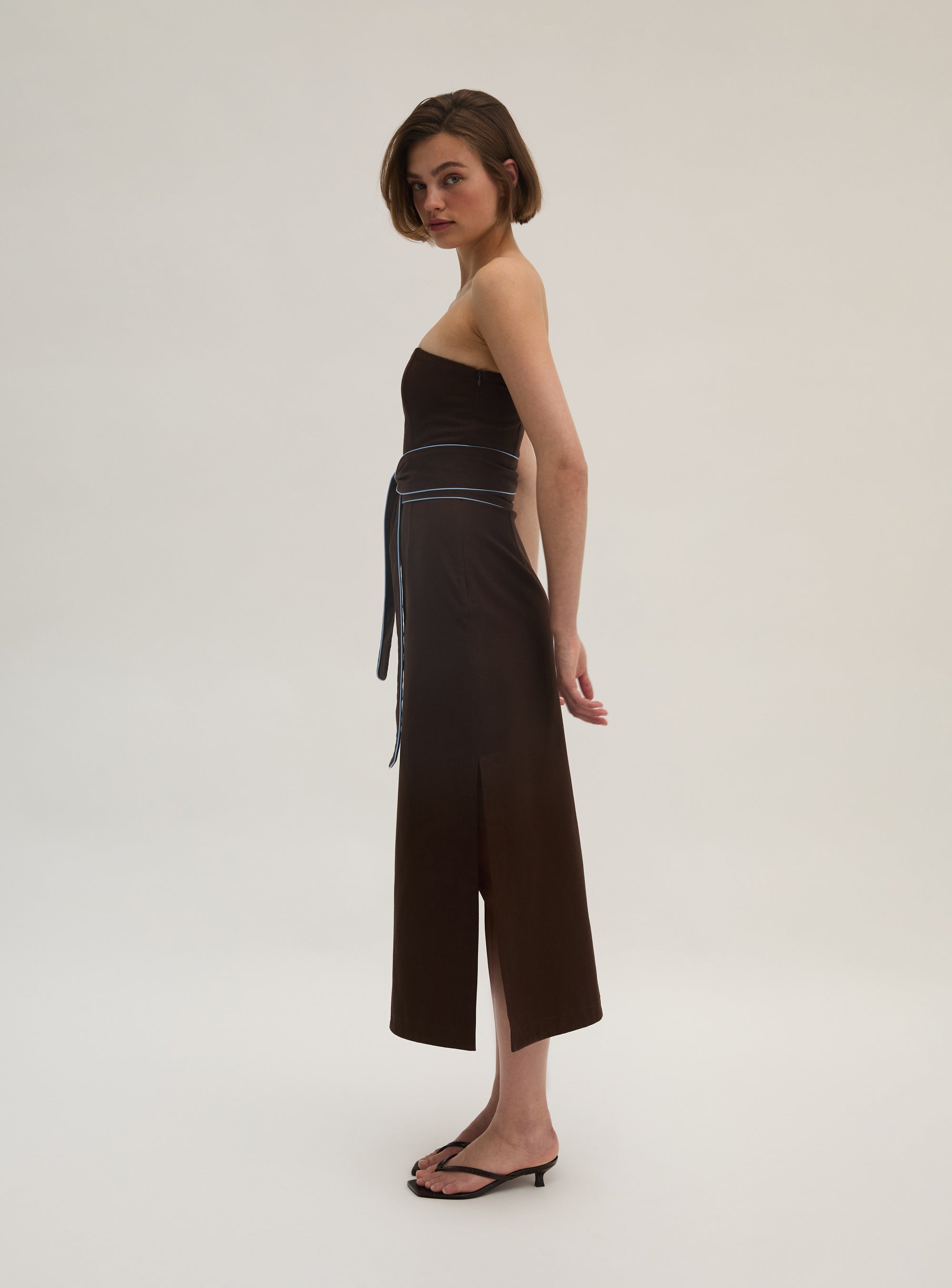 Cotton Twill Strapless Dress