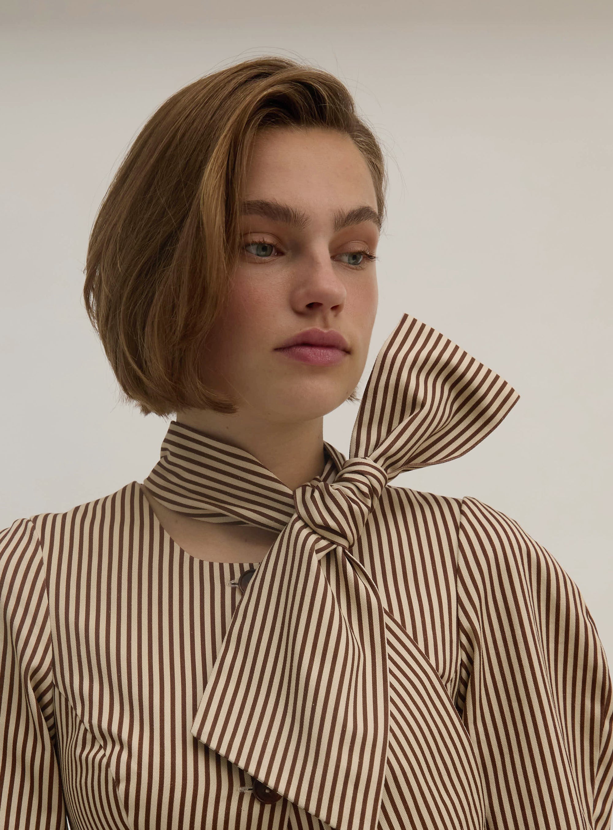 Stripe Twill Button Through Crop