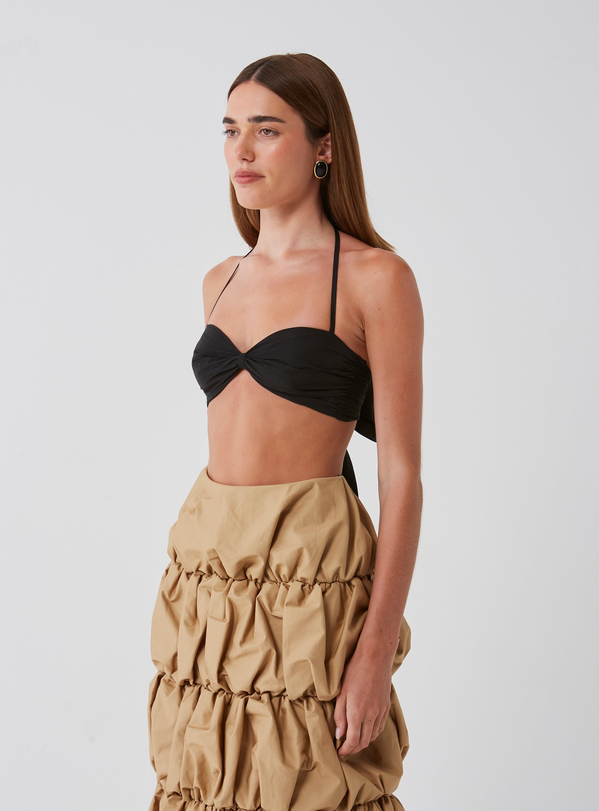 Gigot Sleeve Bandeau Top