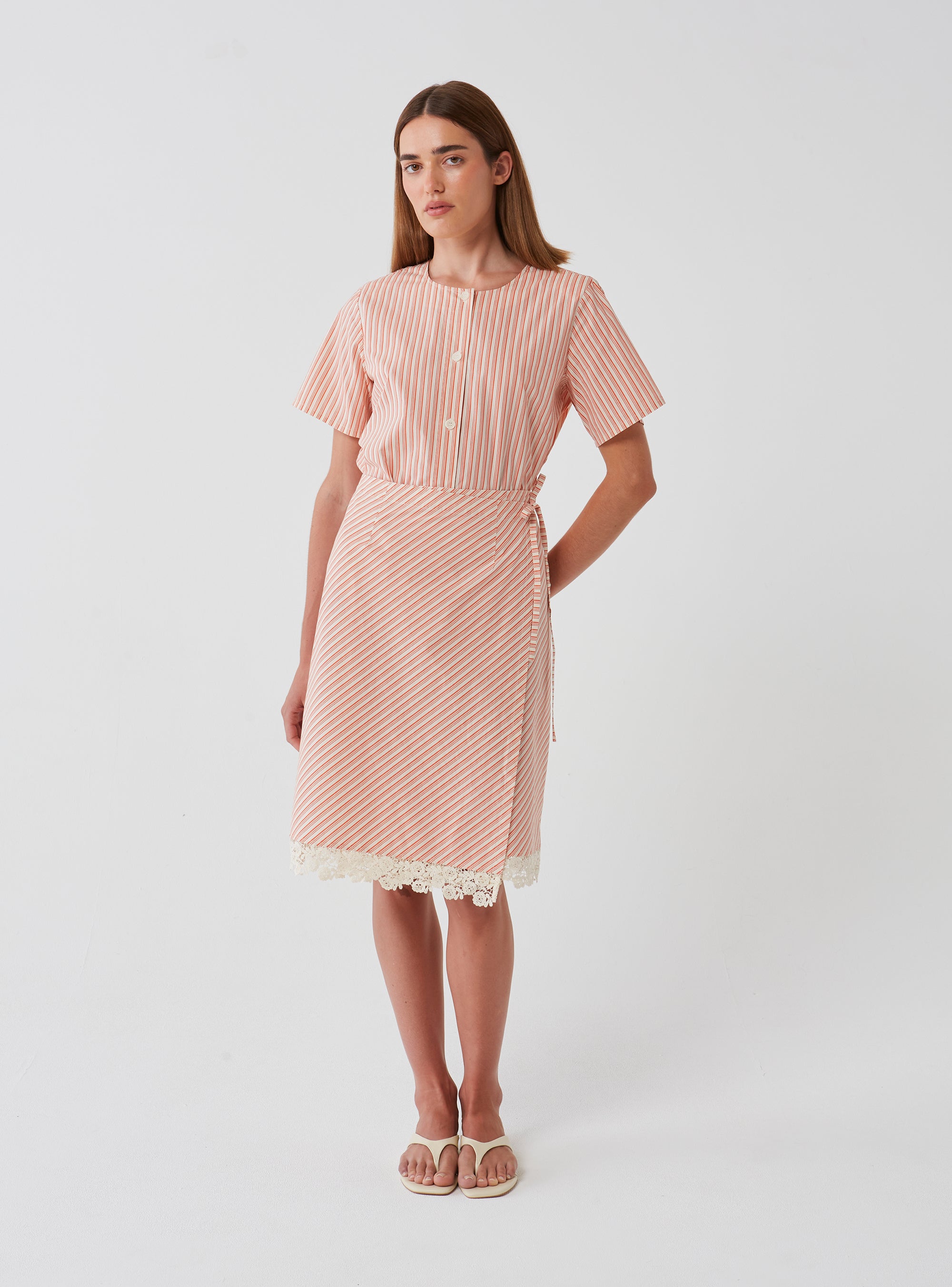 Cotton Stripe Wrap Skirt