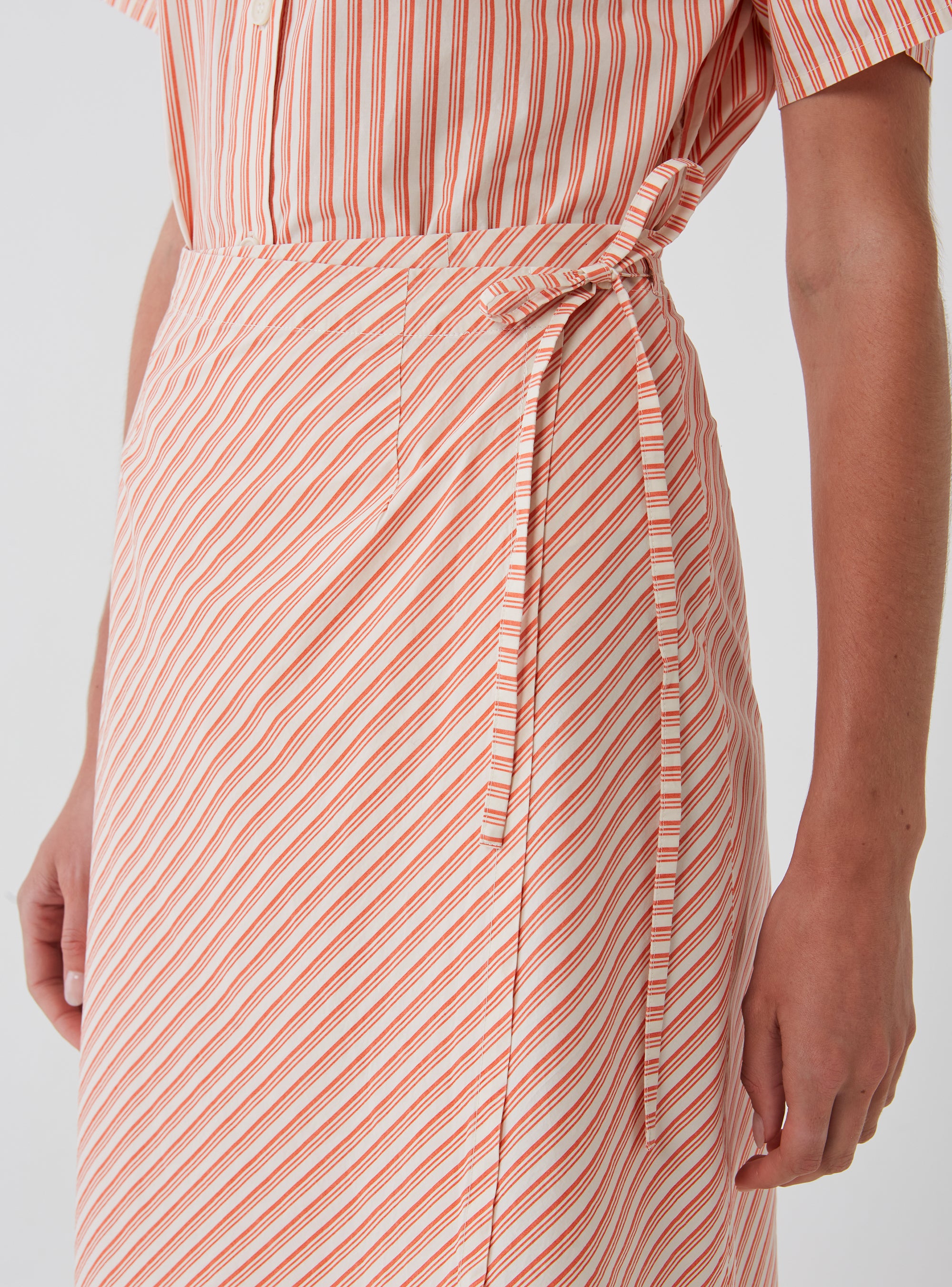 Cotton Stripe Wrap Skirt
