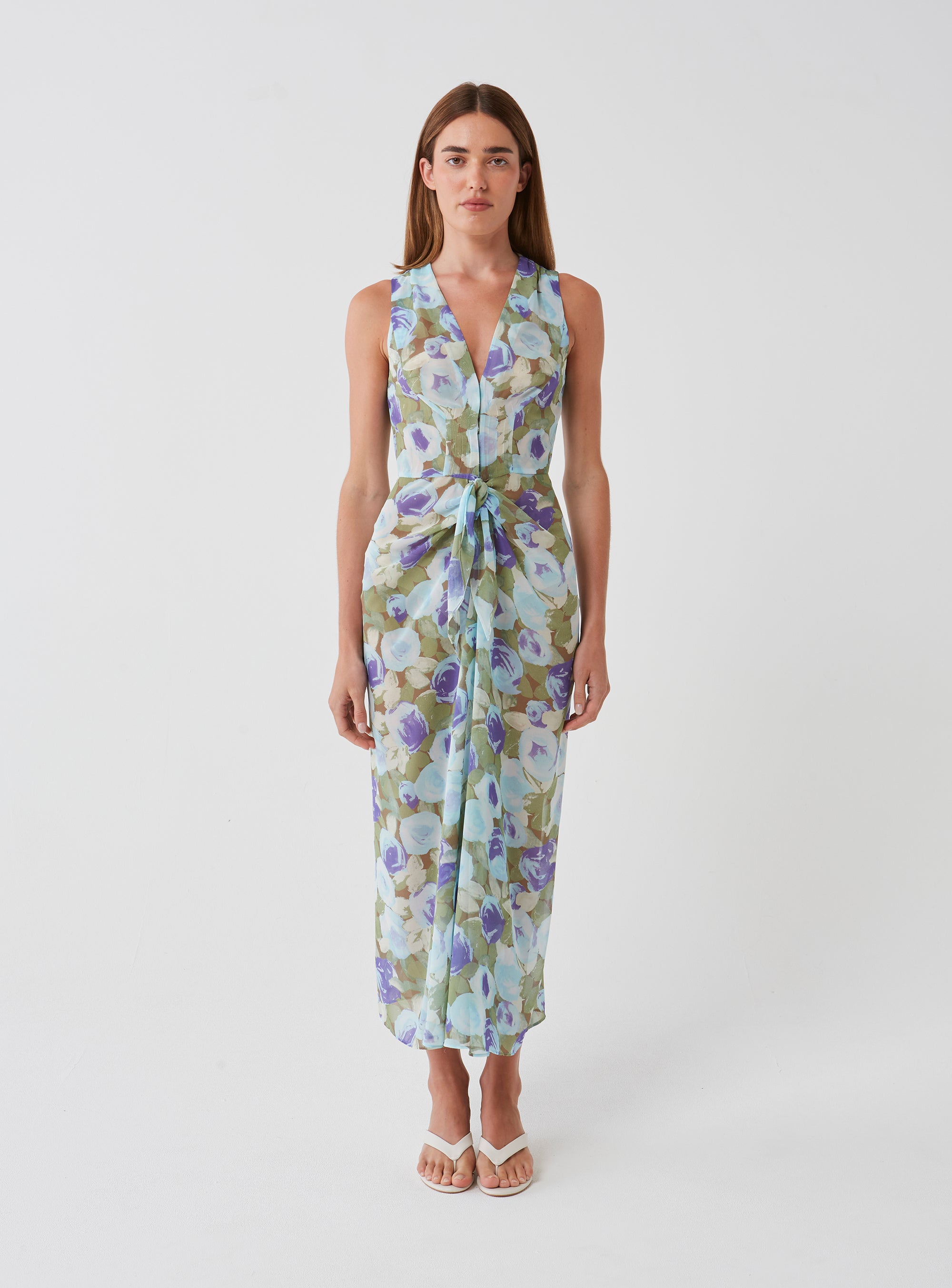 Floral Tie Front Dress