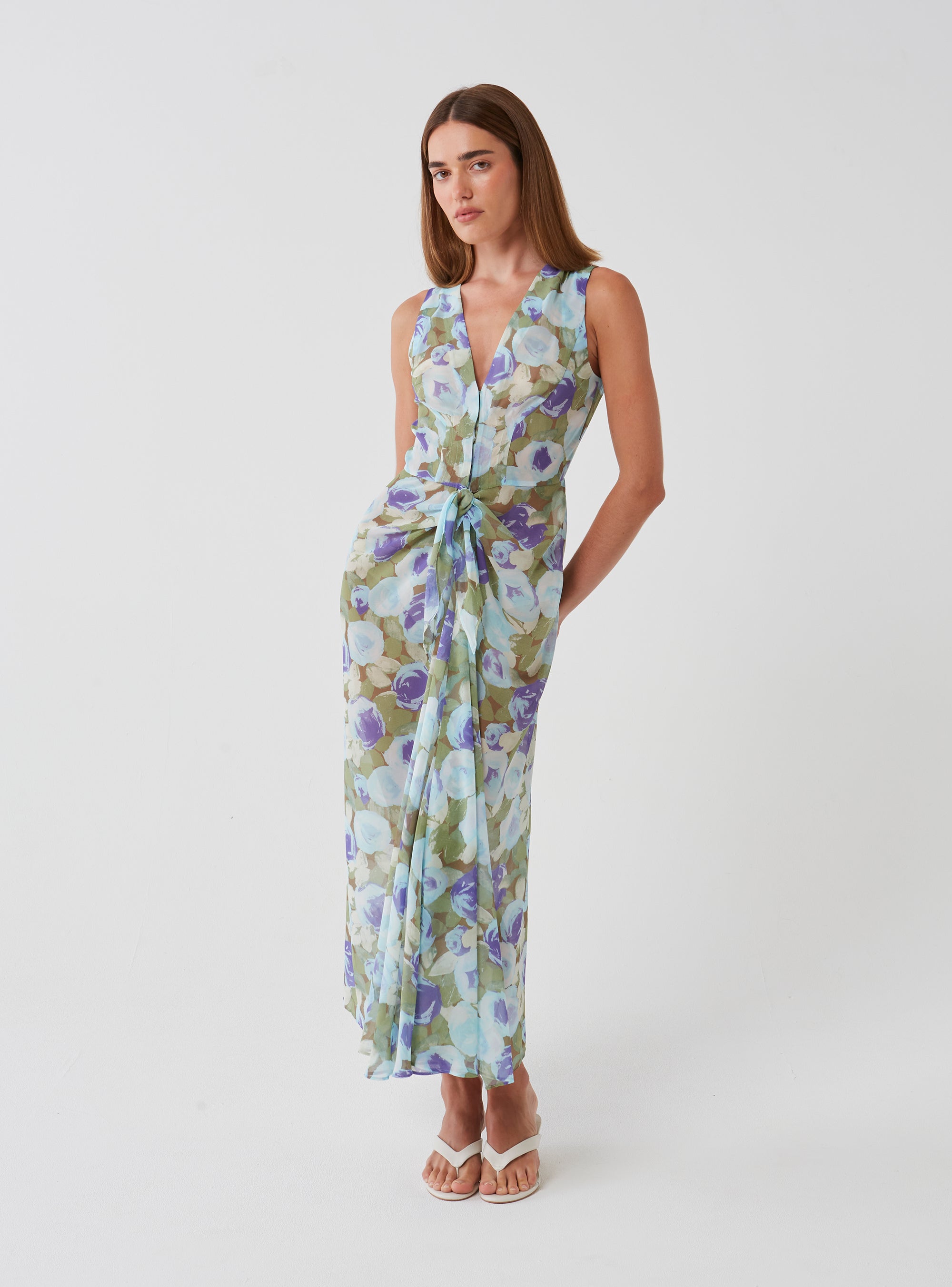 Floral Tie Front Dress