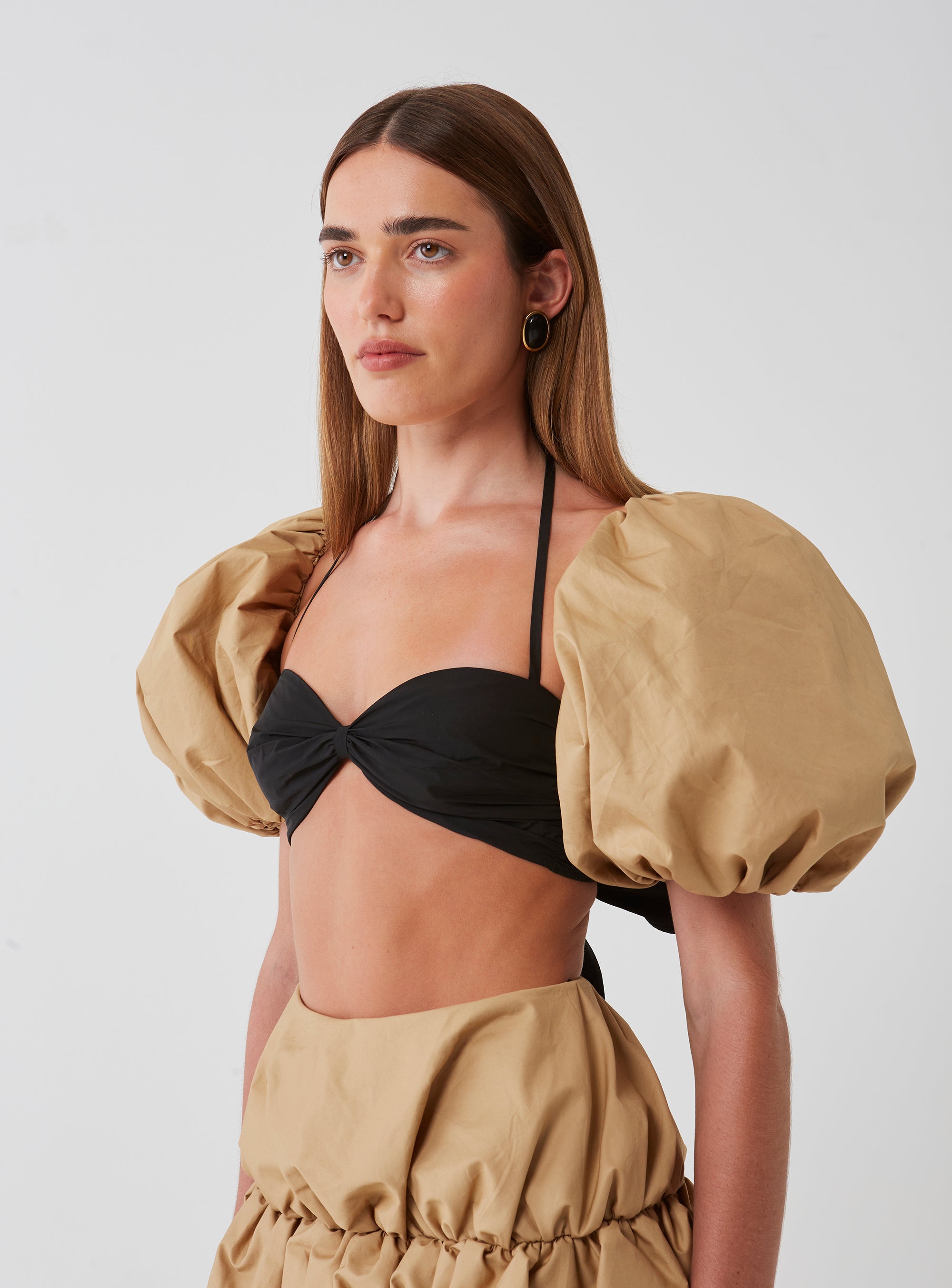 Gigot Sleeve Bandeau Top