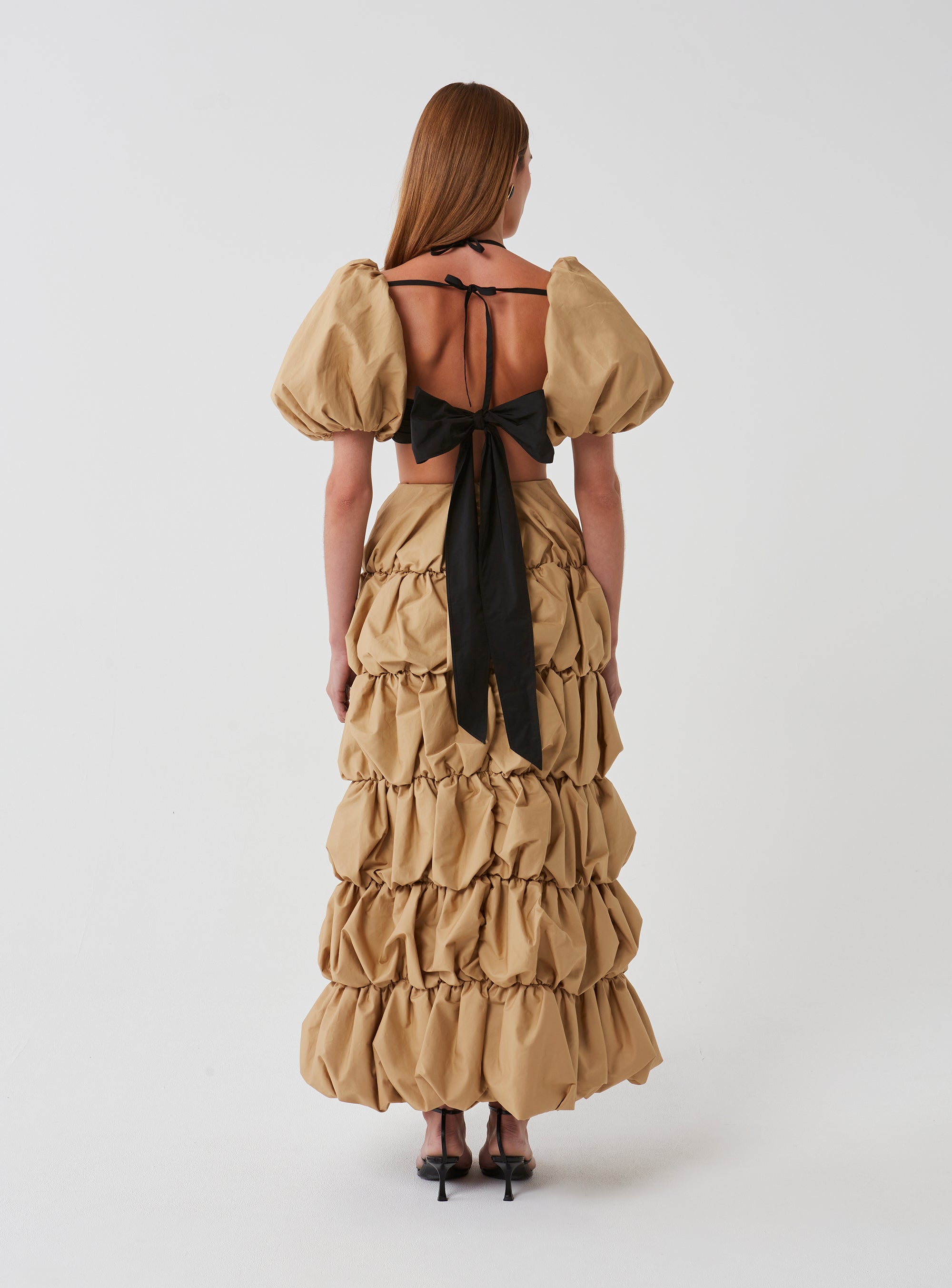 Gigot Sleeve Bandeau Top